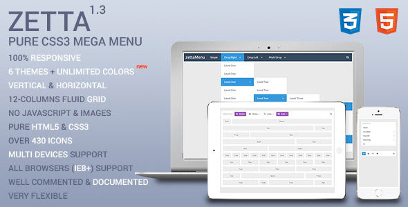 351 Zetta Menu Css3 Mega Menu And Drop Down Menu