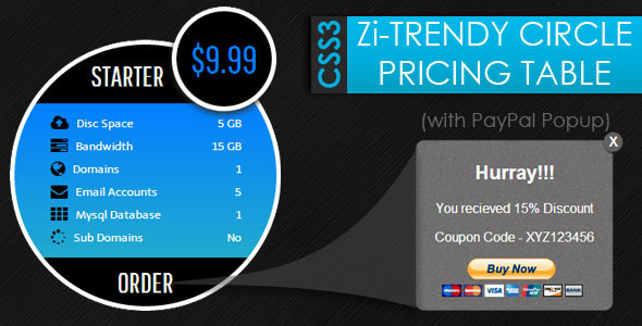 381 Css3 Zi Trendy Cirlce Pricing Tables Paypal Popup